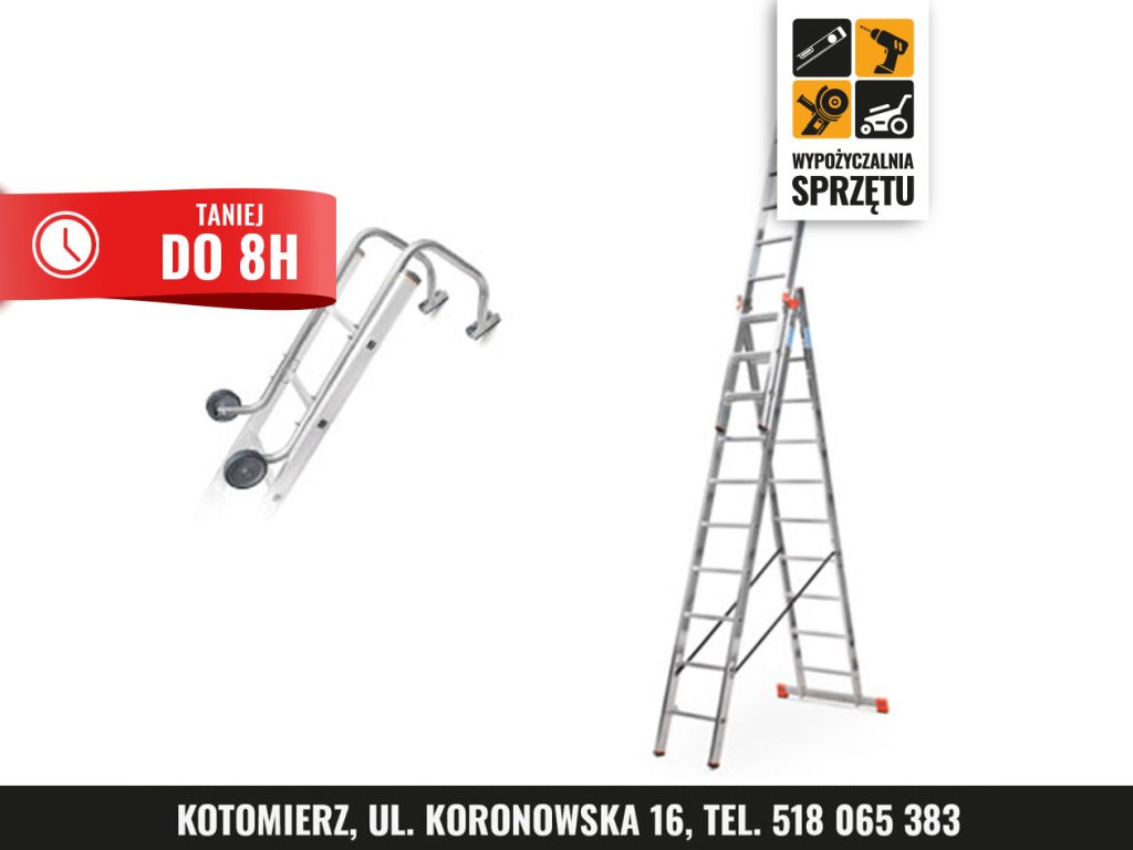 Drabina aluminiowa Krause Monto Tribilo 3×10 z uchwytem dachowym (na 8 h lub na doby)