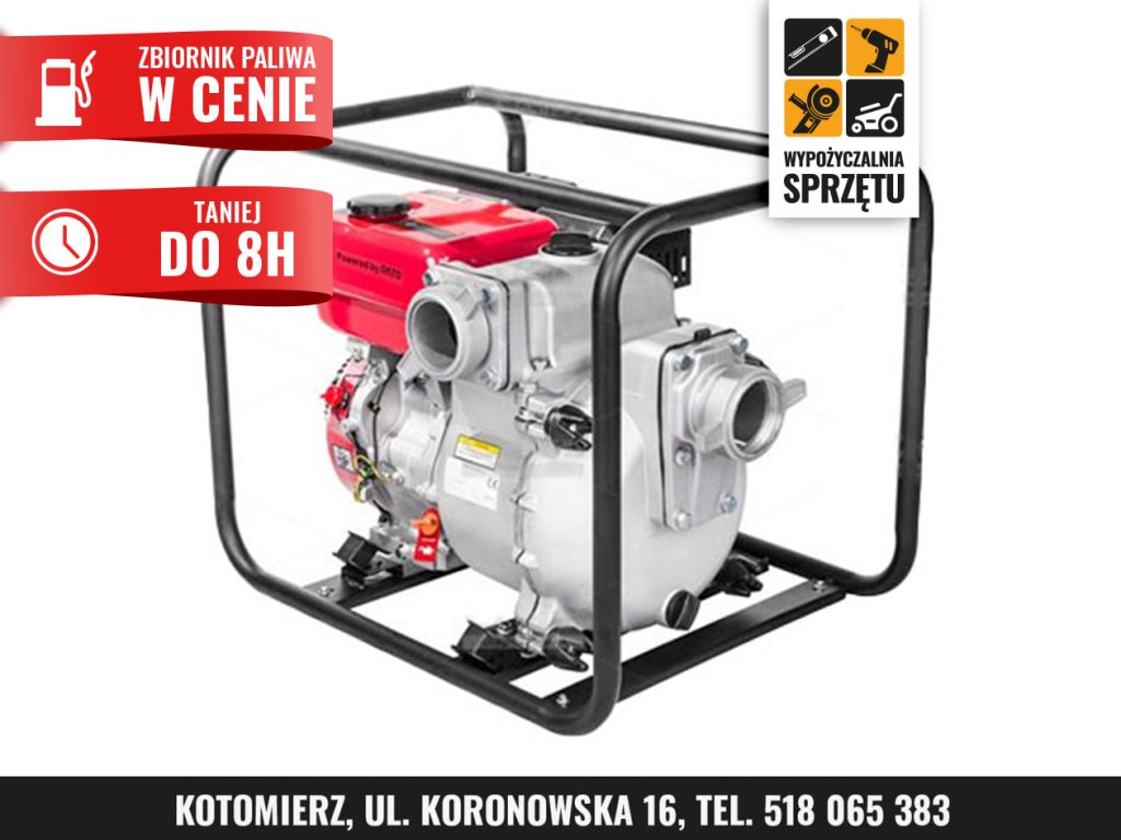 Pompa do szlamu Cedrus PS60-3, 1000 l/min, komplet węży (na 8 h lub na doby)