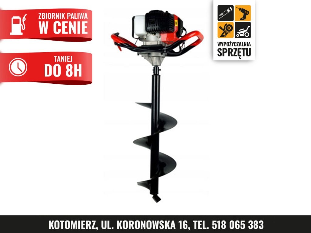 Świder glebowy Best NQ-6300, wiertła 6–30 cm do wyboru (na 8 h lub na doby)