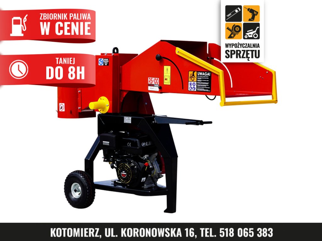 Rębak walcowy Red Dragon RS-100 do gałęzi 6–8 cm (na 8 h lub na doby)