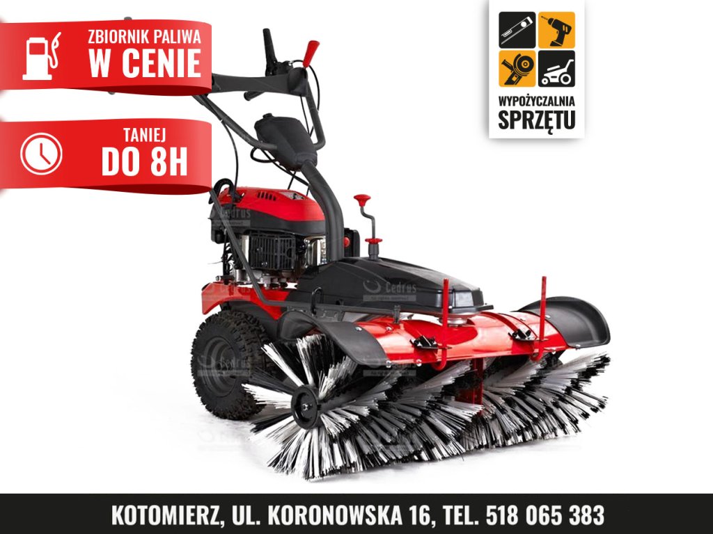 Zamiatarka spalinowa Cedrus ZM05PRO-E z napędem, 100 cm – na 8 h lub doby