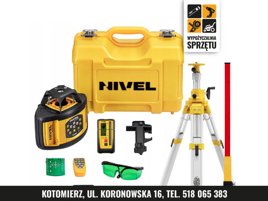 Niwelator laserowy Nivel System NL520G z łatą i statywem (wyłącznie na doby)