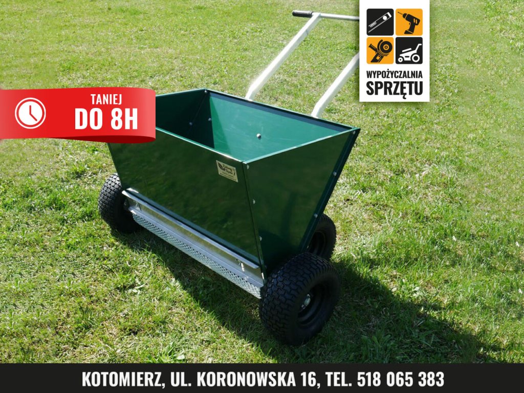 Posypywarka walcowa do ziemi i torfu, 160 l, szerokość 83 cm – na 8 h lub doby