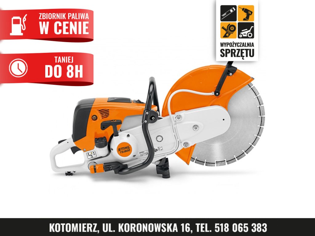 Przecinarka STIHL TS 800, tarcza 400 mm + hydronetka (na 8 h lub na doby)