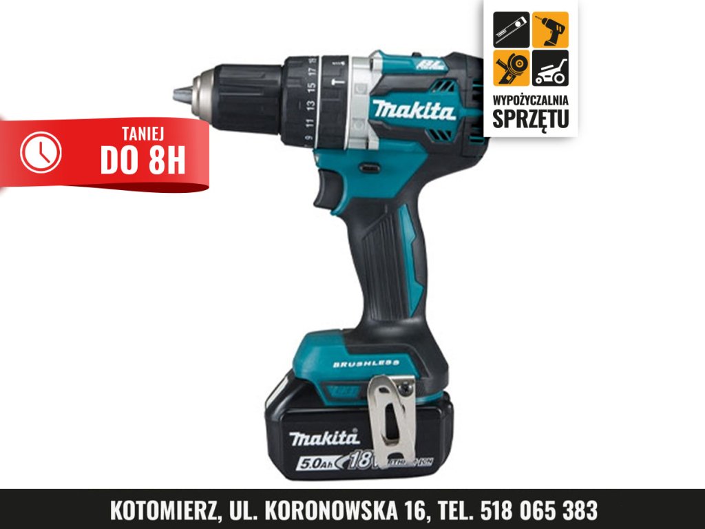Akumulatorowa wiertarko-wkrętarka udarowa Makita DHP484, 54 Nm (na 8 h lub na doby)