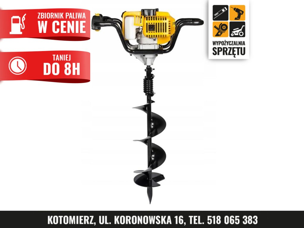 Świder glebowy Cedrus SW01, wiertła 10–20 cm do wyboru (na 8 h lub na doby)