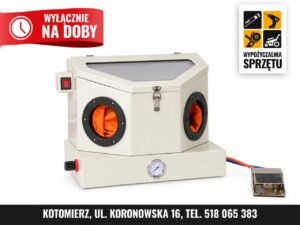 Piaskarka kabinowa 30 l z rękawicami i pedałem sterującym – wynajem wyłącznie na doby